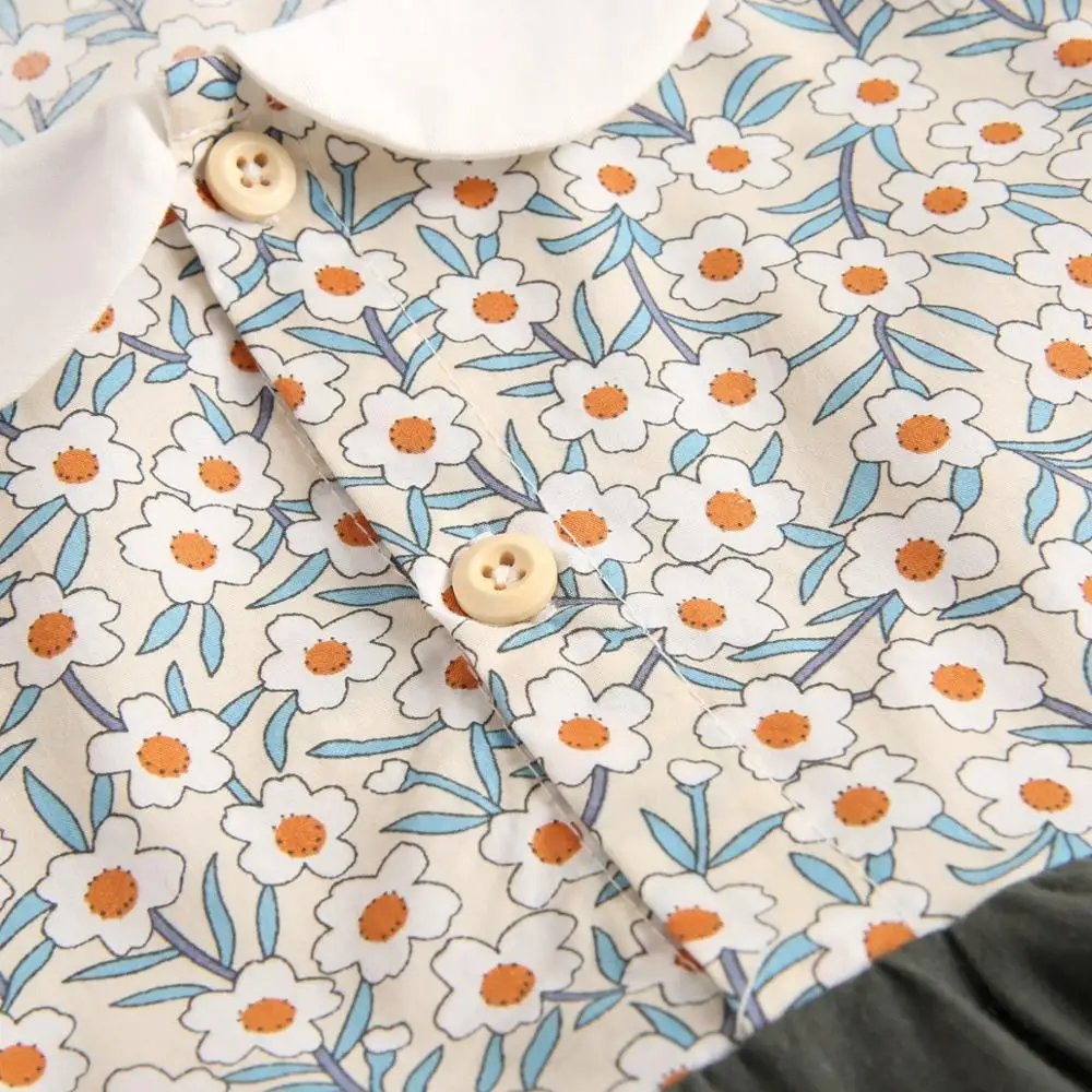 Детское хлопковое боди LILIGIRL для новорожденных с длинными рукавами и цветами|Боди