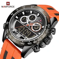 naviforce watches mens military sport chronograph digital waterproof silicone strap clock wrist watch creative relogio masculino