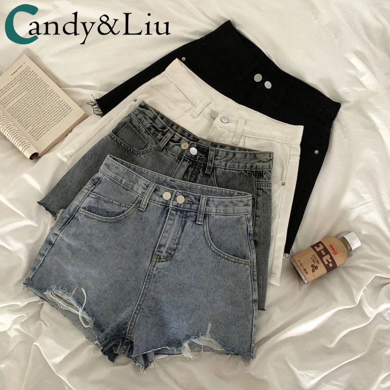 

Shorts Women's Summer 2021 New Hole-breaking Pants Loose-legged a-word ultra-hot Female Casual Students Lovely Pant New Jeans