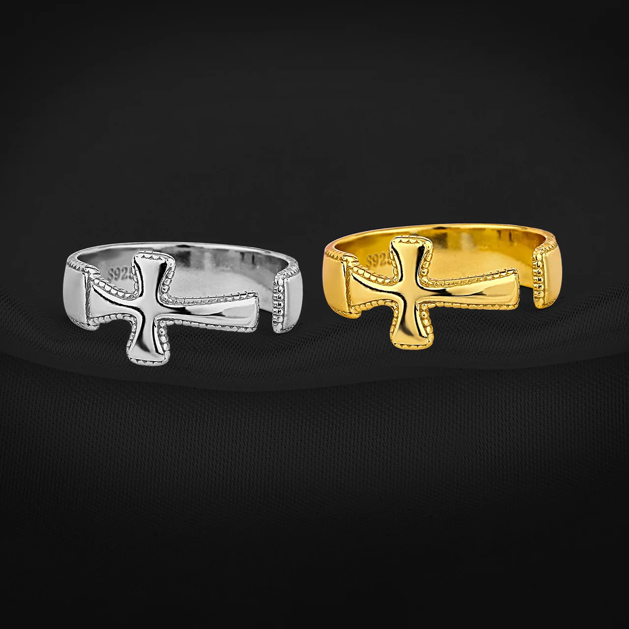 

Eetit New 925 Sterling Silver Cross Ring Charm Metal Female Finger Ring Hip Hop 18 K Plated Jewelry For Women Party Gift