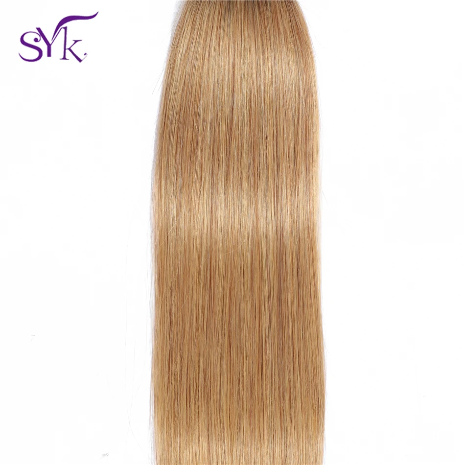 SYK прямые волосы Омбре пучки бразильские человеческие плетение T1B/27 1 шт