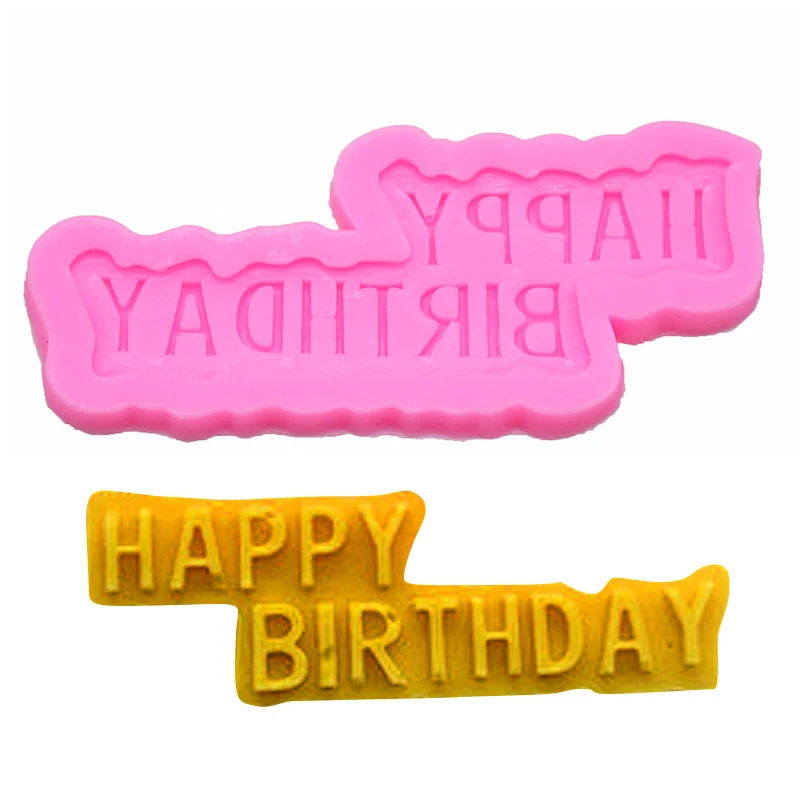 DIY Happy Birthday Shape Sugarcraft Silicone Molds Letter Gumpaste Chocolate Fondant Cake Decorating Tools | Дом и сад