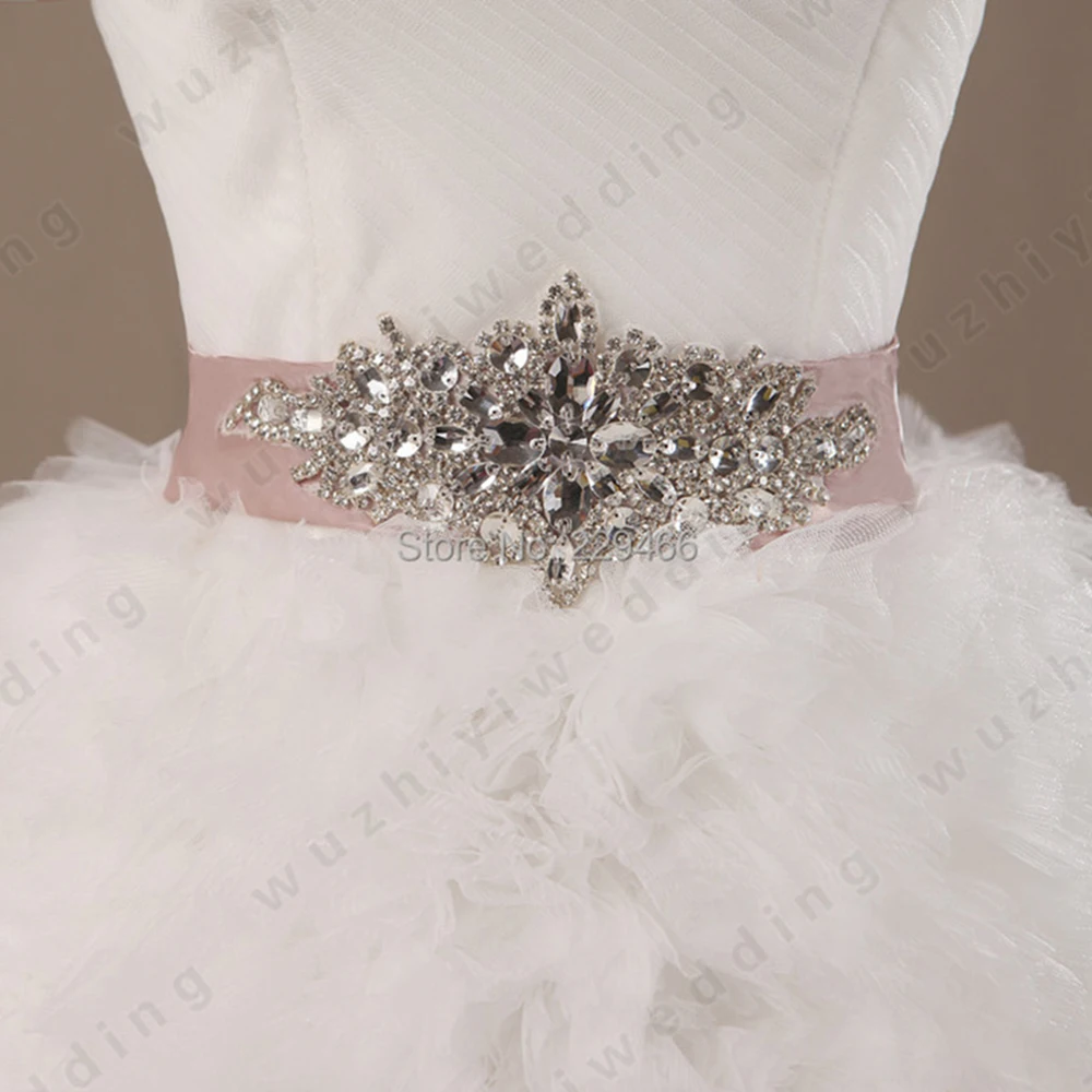 Женское Короткое свадебное платье WUZHIYI белое фатиновое с оборками и поясом из