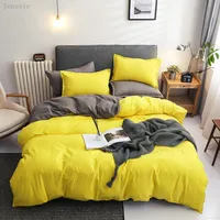Solid Color Bedding Set 5 Sizes Single Bed Double Bed Household Duvet Cover Yellow Blue Navy Pink Bed Sheet 4 Pieces/Set Textile