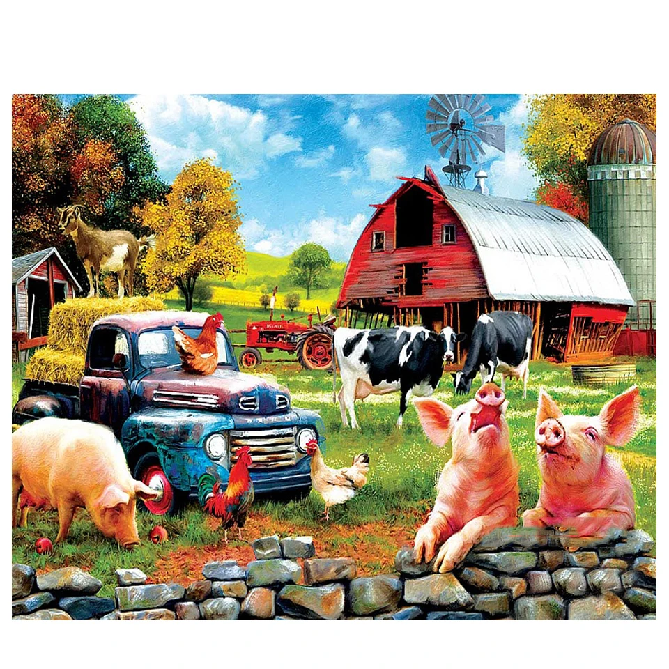 Рука животных корова овца мозаика Алмазная вышивка полный квадратный круглый