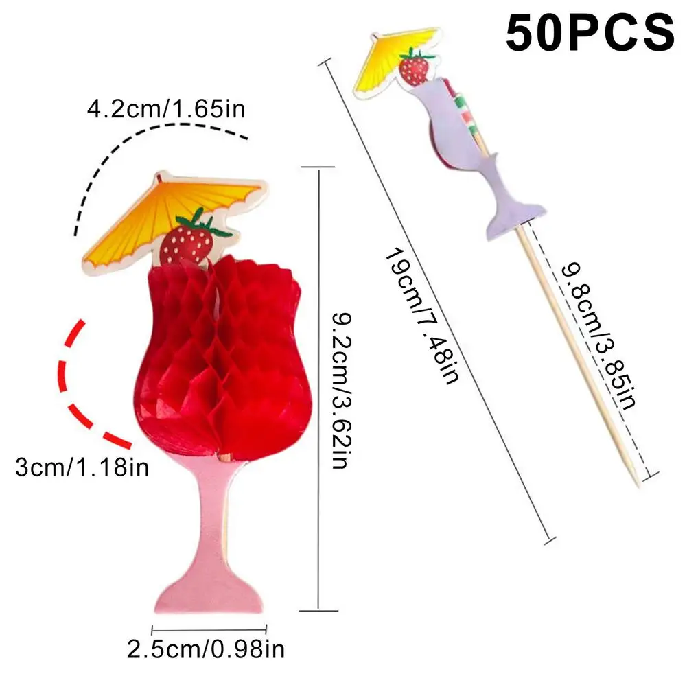 

50 Pack Mixed Cup Bamboo Sticks Decorative Dessert Cake Fruit Sticks Creative Dessert Cake Fruit Skewers