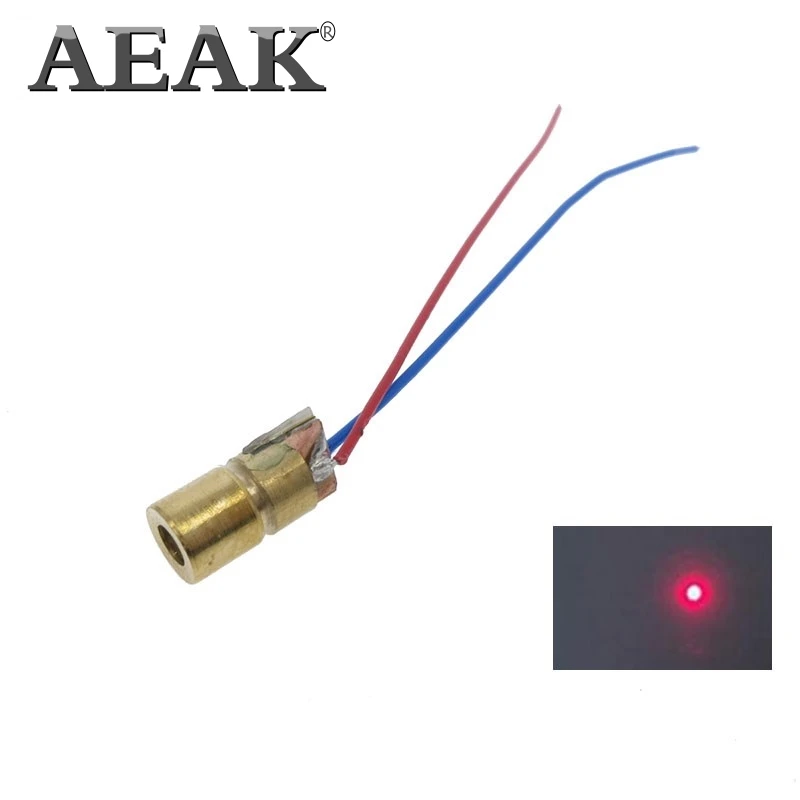 AEAK 10 шт. 5 в 650 нм 5 мВт Регулируемый точечный модуль лазерного диода красный прицел Медная головка мини лазерная указка
