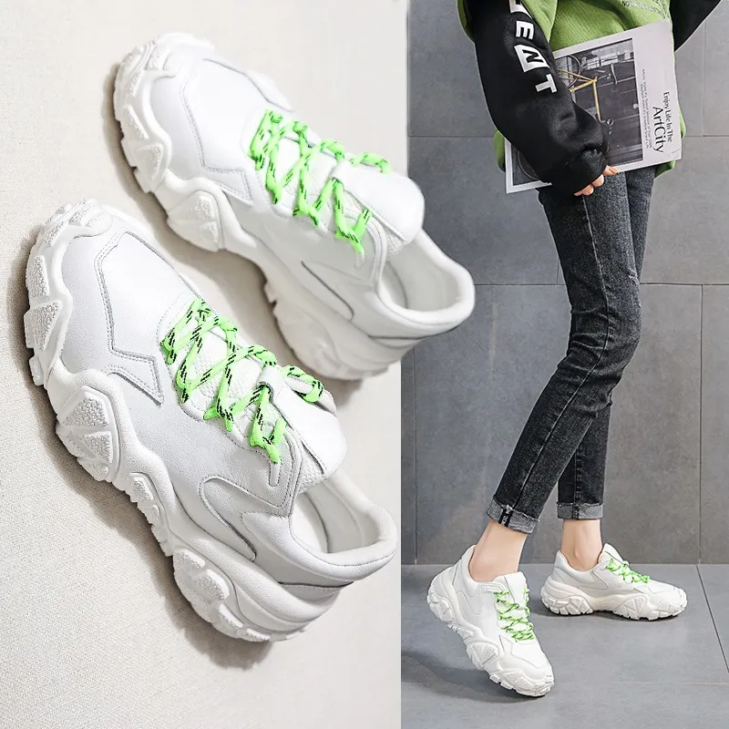 Fujin Women Sneakers Platform Causal Shoes Mixed Colors Muffin Bottom Breathable Fashion Flock Thick | Обувь