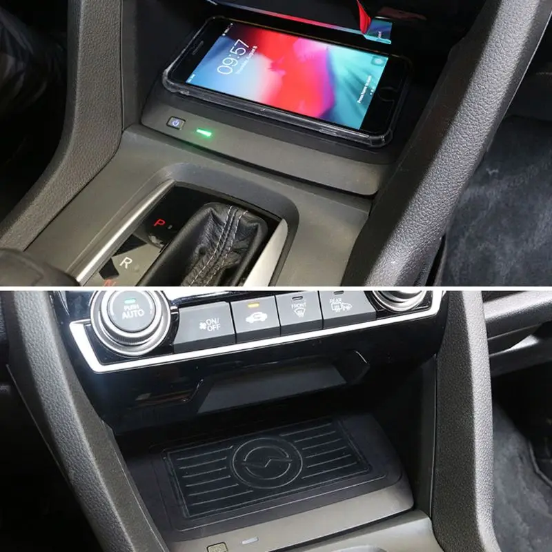 

Car Qi Wireless Charger Mobile Phone Charging Pad for Honda Civic 2016- 2019 M5TB