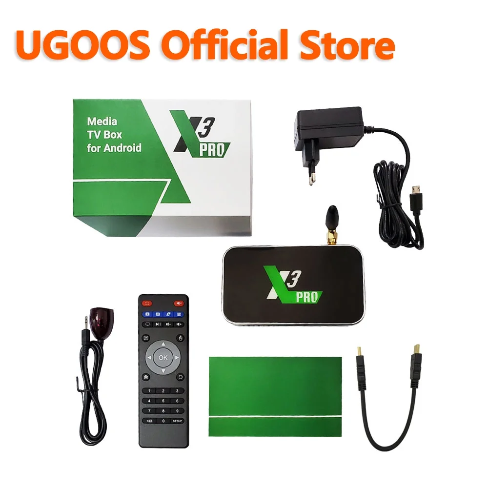 UGOOS Декодер каналов кабельного телевидения X3 PRO Amlogic S905X3 Смарт ТВ Box Android 9 0 2 ГБ/4