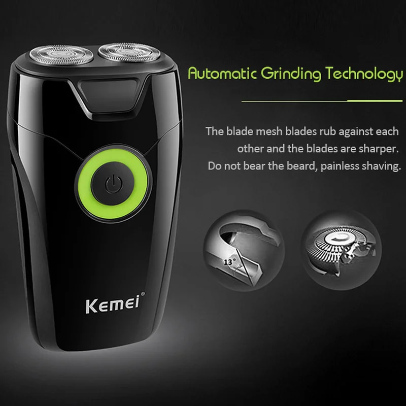 Kemei мини триммер для бороды Беспроводная Бритва машинка бритья волос лица