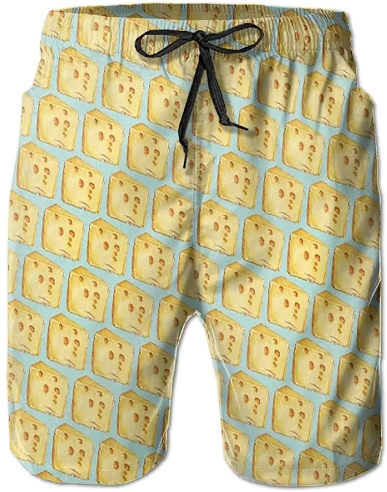 

Мужские спортивные шорты с 3D-принтом сыра хлеба, пляжные шорты для плавания