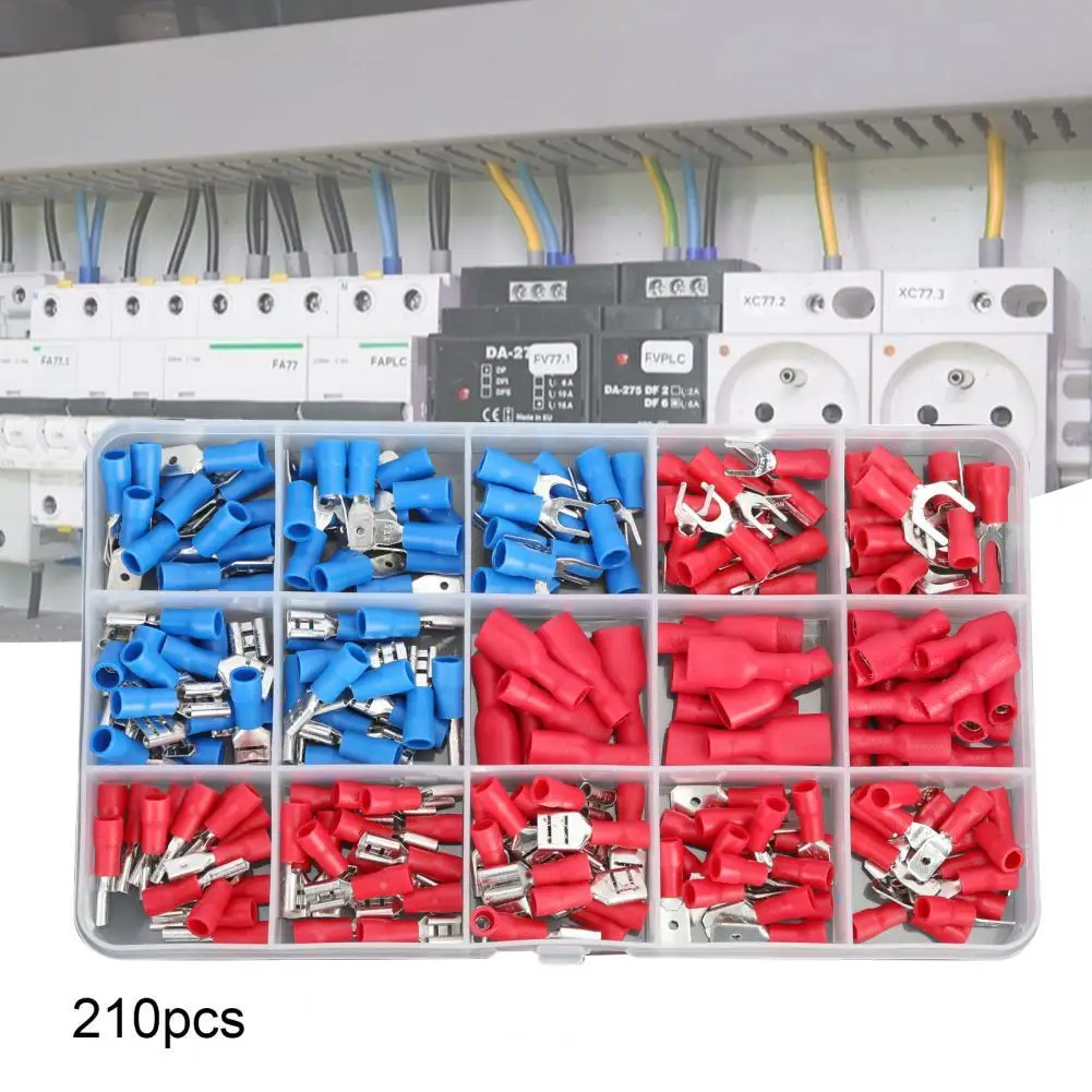 

Набор кабельных наконечников 210 шт./компл., набор изолированных плоских проводов с разъемами «Мама и папа» для электрических проводов, набор...