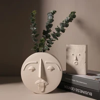 home decor creative ceramic vase for flowers human face design nordic decoration home vase luxury pot for dried flower