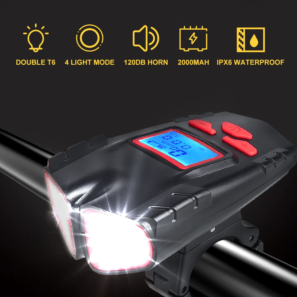 Rechargeable Bike Headlight Front Light 1500mAh 4Modes USB Flashlight LED Bicycle Waterproof Accessories | Спорт и развлечения