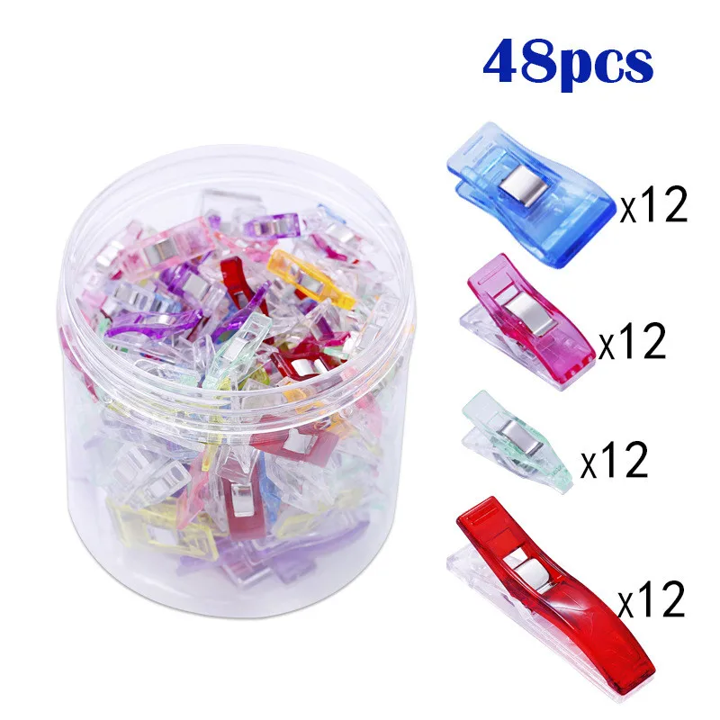 

48PCS Fabric Craft Sewing Holder Quilting Clips Sewing Accessory Plastic Clips Clamps Quilt Tools Patchwork