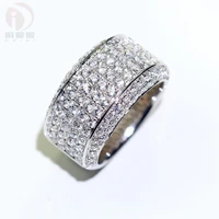 handmade luxury ring inlaid with aaaa zircon cz white gold filled engagement wedding ring pair ring men and women gifts