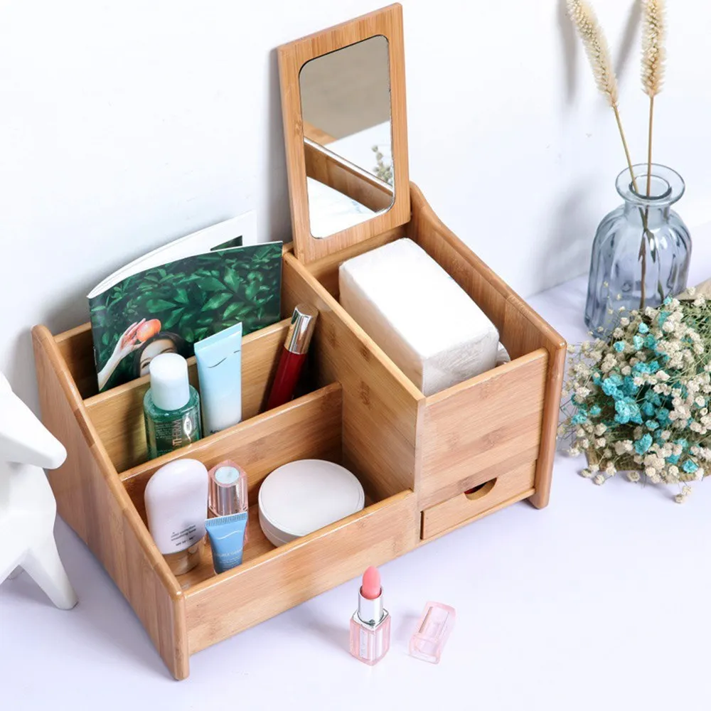 

Desk Makeup Organizer Cosmetic Pen Storage Box Case Brush Lipstick Holder