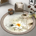 Коврик в китайском стиле, нескользящий круглый ковер с рисунком цветущей сливы, напольные коврики для спальни, гостиной, украшение для дома