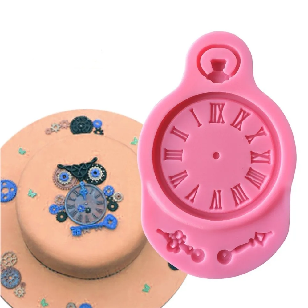 

New Clock Clocks Wall Clock Cartoon Liquid Silicone Fondant Cake Mold Baking Tool Chocolate Mold