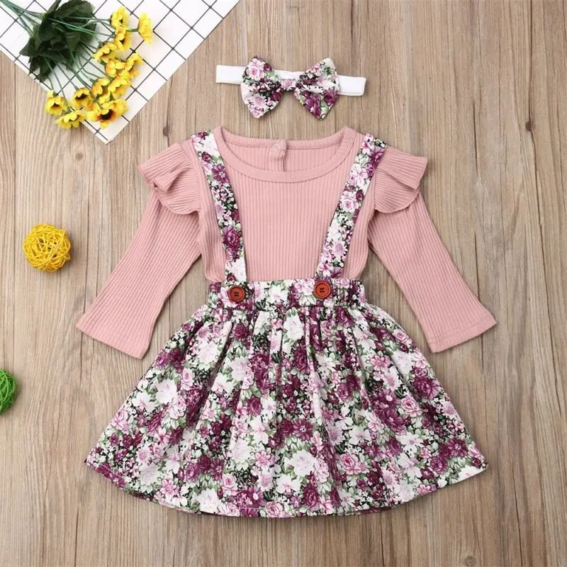 Комплект одежды для новорожденных девочек 0-24 мес. с цветочным рисунком осенние