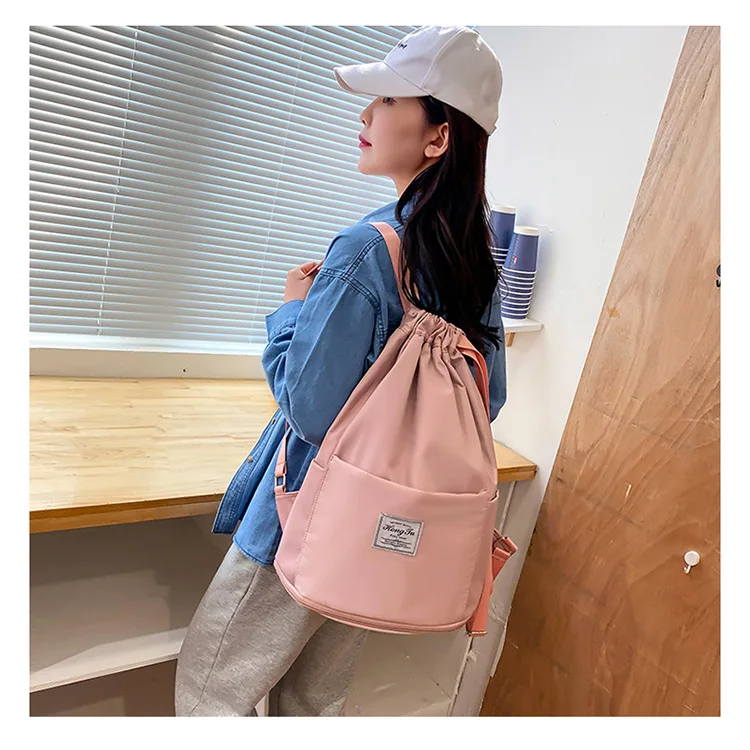 2021New Drawstring Bag Waterproof Gym Fitness Bag Lightweight Outdoor Backpack For Women Training Travel Handle Handbag Yoga