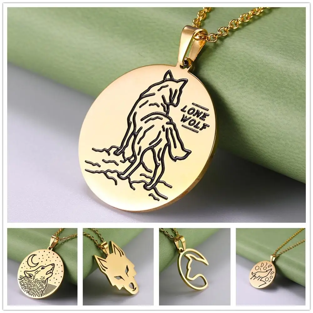 Ожерелье мужское из нержавеющей стали 316L с воющим волком|Цепочки| |