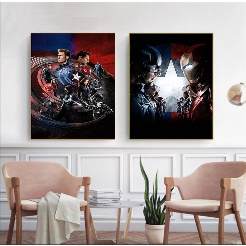 Плакат из фильма Капитан Америка Первый мститель Холст Картина супергерой Marvel