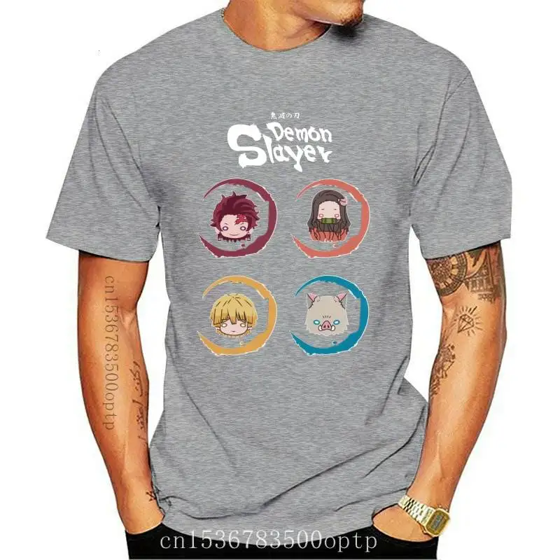 

New Cool Kimetsu No Yaiba T Shirt for Men Short Sleeve Printed Demon Slayer Tee Crew Neck Anime Tshirt Fitted Cotton T-Shirt Clo