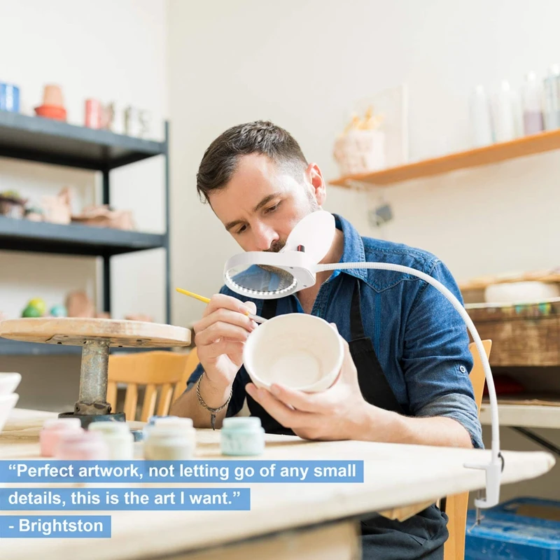 Лампа с регулируемой яркостью и увеличительным стеклом зажимом ультраяркая