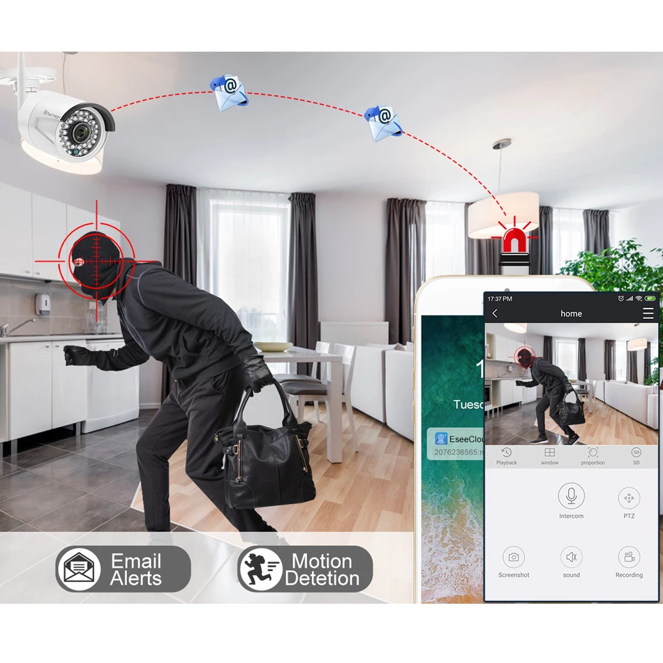 Techage 8CH аудио звук беспроводная CCTV система безопасности 1080P 2MP Wifi NVR