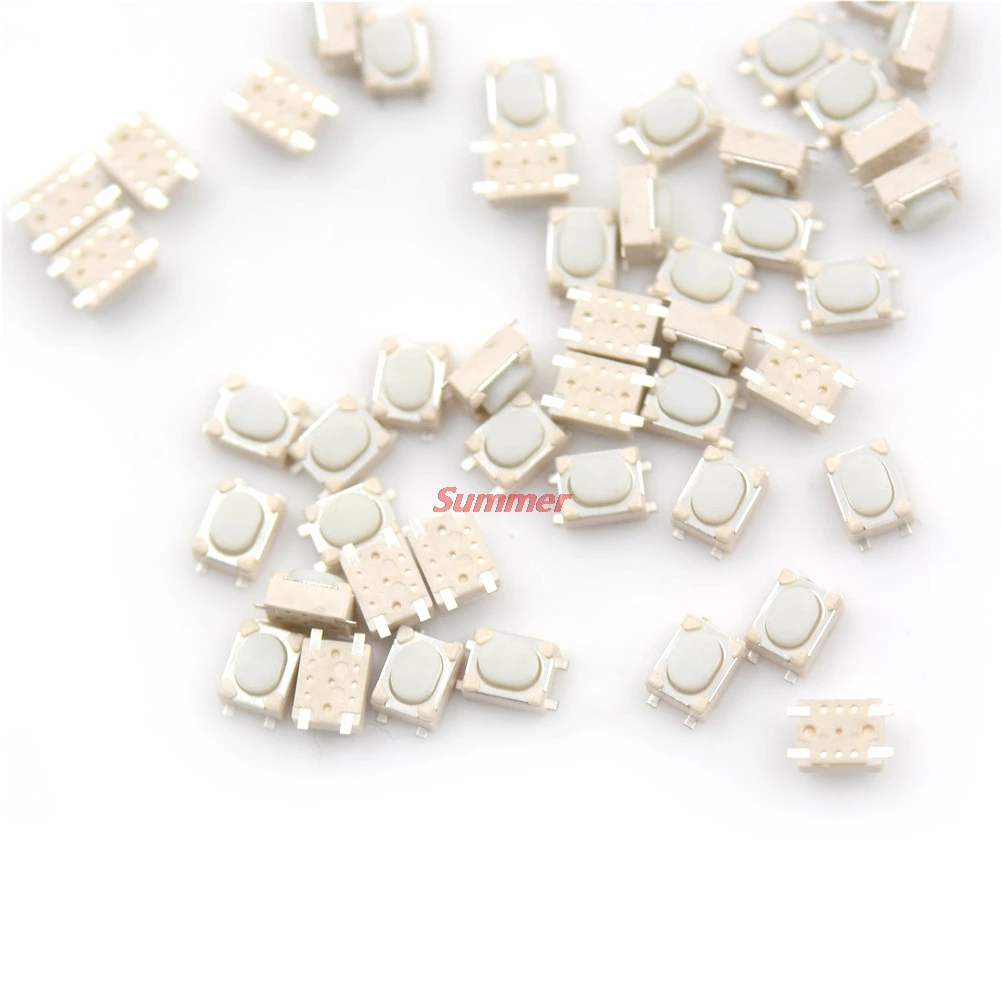 

50PCS SMD 4Pin 3*4*2.5mm Popular White Tactile Tact Push Button Micro Switch Momentary Fast shipping