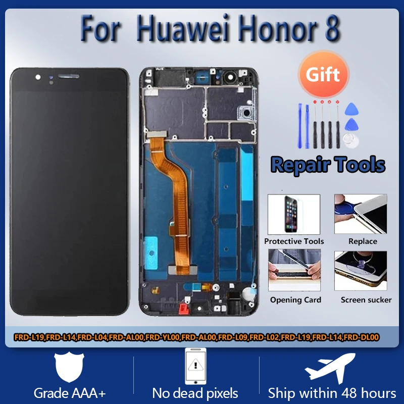 Для HUAWEI Honor 8 FRD-L09 L19 L14 L04 AL00 TL00 AL10 Оригинальный ЖК-экран в сборе с передним чехлом