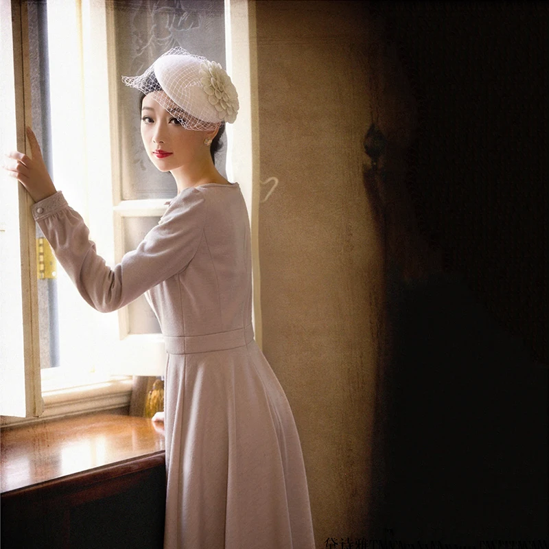 Высококачественный элегантный комплект из шерстяного войлока для женщин шляпа с