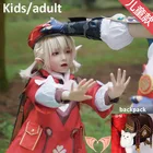 Парик для косплея для детей и взрослых из аниме игры Genshin Impact Klee, полный комплект из обуви и рюкзака с париком, с шапочкой, одежда, костюм для Хэллоуина