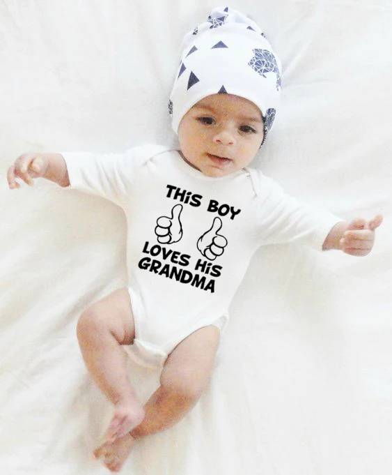 

This Boy Loves His Grandma Newborn Infant Baby Boys Bodysuit Long Sleeve Cotton Autumn Clothes Casual Kids Jumpsuit 0-24M