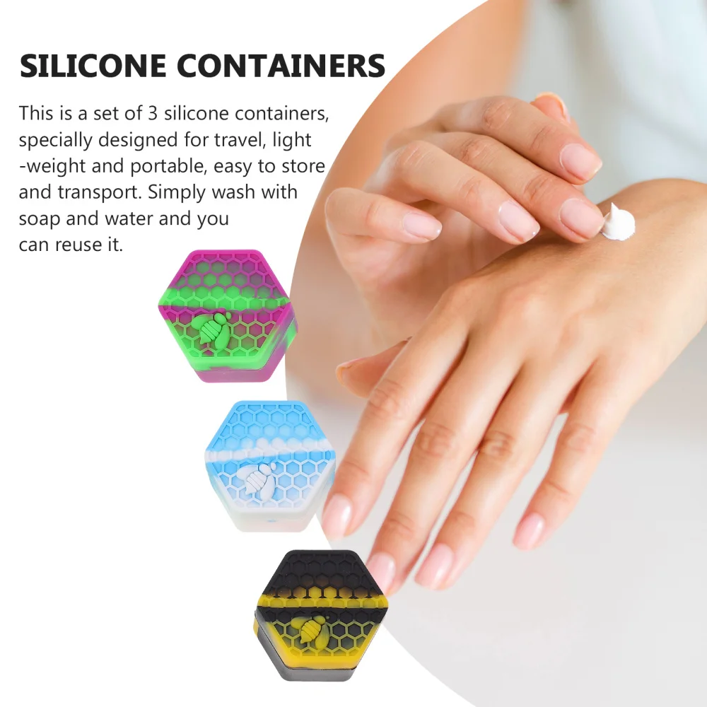 

3pcs Bee Hexagonal Silicone Box Sealed Leak-proof Box Wax Silicone Container