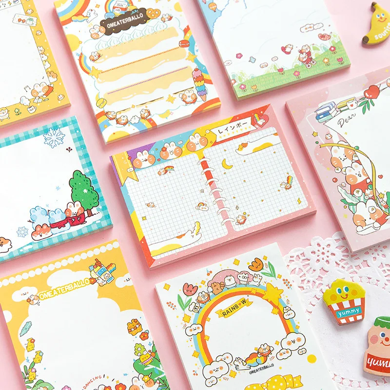 

50 Sheets Cartoon Selling Cute Rabbit Memo Pads for Students Stationary Supplies Stationery Kawaii