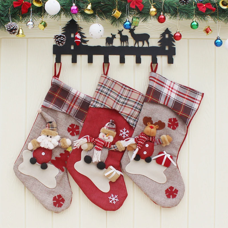 Рождественские чулки подарки одежда носки Санта-Клауса Рождественский милый
