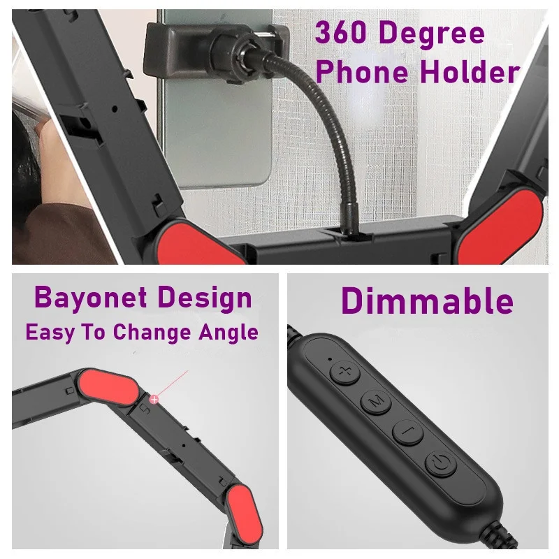 

Tongdaytech Dimmable Ring Fill Light Phone Camera Led Selfie Ringlight With Tripod For Makeup Video Live TikTok Aro De Movil Luz