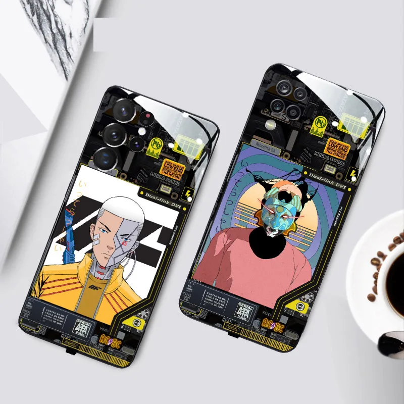 

Cartoon Luminous Smart Phone Case For Samsung Galaxy A21 A51 A71 A72 S21 22 NOTE 20 Acoustic Control Demon Slayers Cover