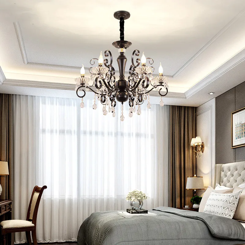 Американская хрустальная люстра в виде свечи креативный железный светильник