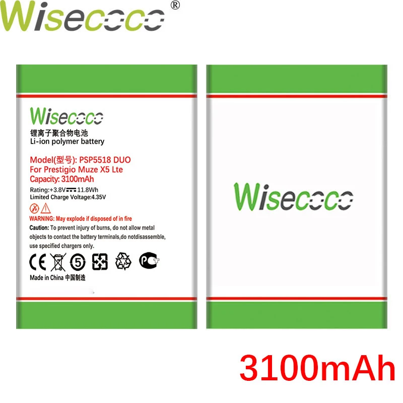 

Wisecoco PSP 5518 3100mAh NEW Battery For Prestigio Muze X5 Lte Psp5518 DUO Cellphone High Quality +Tracking Number