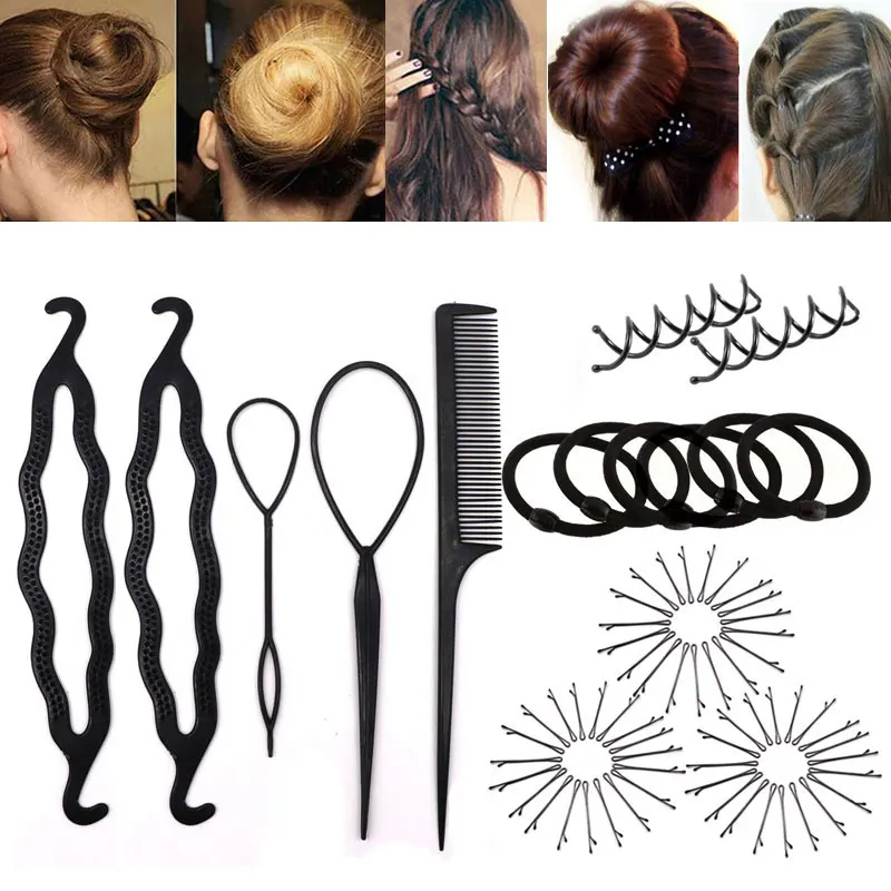 

Plastic Hair Styling Tools Fashion DIY Women Hair Accessories for Girls Donut Bun Twist Curler Hair Braid Maker Hairstyle Tools