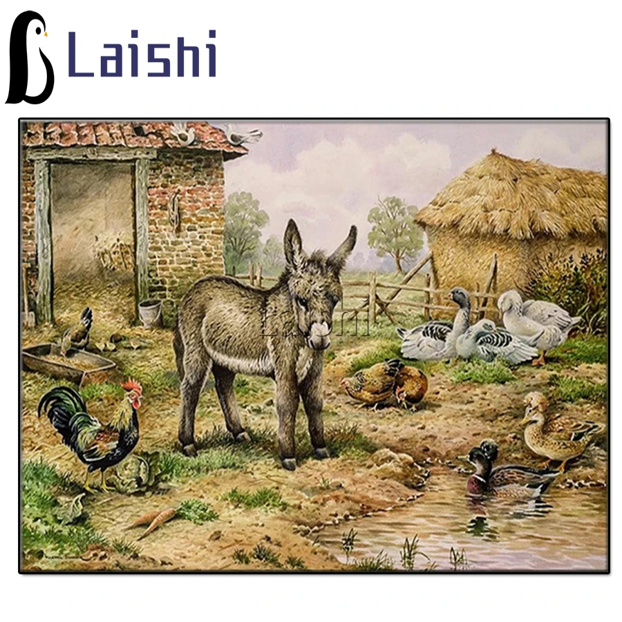 

5d Diamond Painting Full Round Square Drill Manor Donkey Mosaic Diamond Painting Animal Cross Stitch Embroidery Home Decor Gift