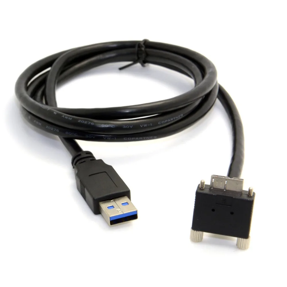 

3m 10Ft 90 Degree Up or Down Angled Micro USB3.0 Micro B with Screw Mount to USB3.0 Data Cable for Industrial Camera & hardisk