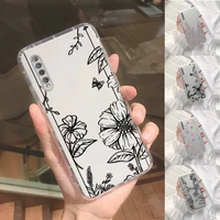 flower plant floral painting simple phone case transparent for xiaomi 11 10t pro redmi note 7 8 8t 9 9s 10 max 9a 9t coque funda