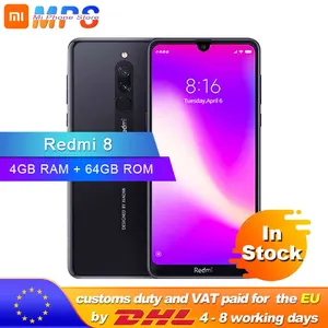 Мобильный телефон Xiaomi Redmi 8 с глобальной прошивкой, 4 ГБ, 64 ГБ, Восьмиядерный процессор Snapdragon 439, 12 МП, двойная камера, 5000 мАч
