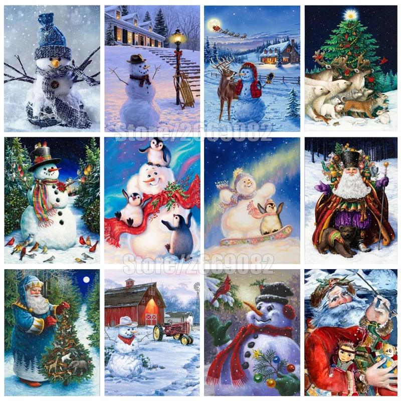 

Полный квадратный/круглый алмаз 5D DIY Алмазная картина "Рождественский Снеговик" Вышивка крестом украшение дома Рождественский подарок TT1008