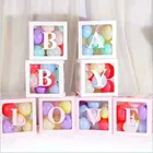 Пластмассового баллона коробка с буквой А-Z стикеры коробки прозрачный кубик подарок органайзер для Baby Shower или для вечеринки по случаю одежда для свадьбы, дня рождения украшения